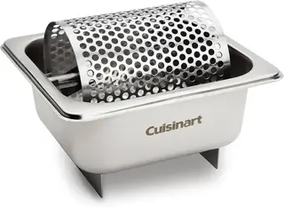 Stainless steel butter wheel for evenly applying melted butter to bread, buns, and toast.