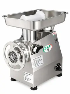 Elect. Meat Mincer Table Top 500Kg/H 32mm / 2.2HP Motor / 140 RPM Power: 415V / 1.6KW / 50–60Hz Size: 26 × 45 × 53 cm Made in Italy Warranty: 1 Year SAP