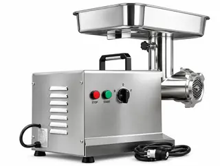 Elect. Meat Mincer 32mm Table Top 600Kg/H Power: 240V / 1.85KW / 2.2HP Size: 47 × 30 × 45 cm Made in China Warranty: 6 Months
