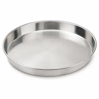 Round baking tray suitable for preparing and serving kunafa and other desserts- stanless steel.