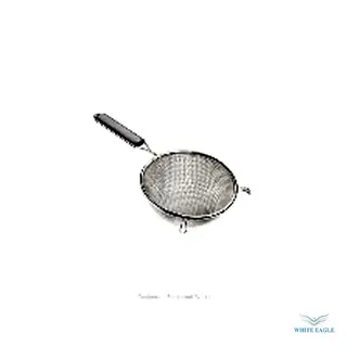Strainer, 10-1-4- bowl (26 cm), double medium mesh, plastic handle, wire rim with drainage hole, stainless steel