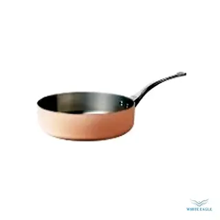 Copper Straight Saute Pan with Stainless Steel Handle ø24cm H7.5cm 3 Ltr 2mm Thickness