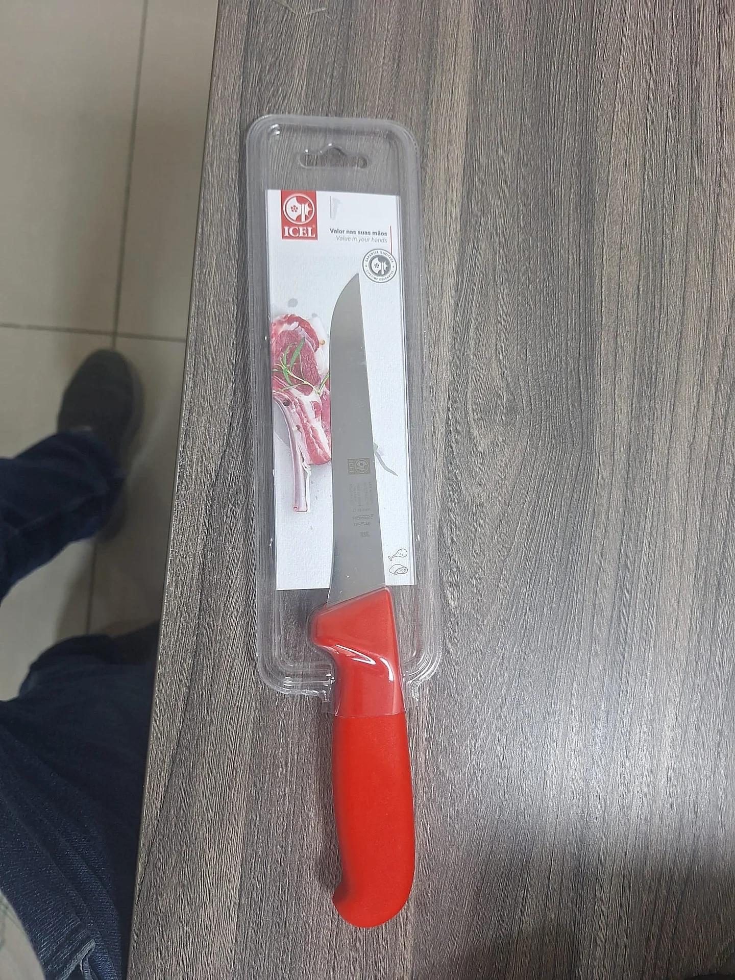 ICEL Stainless Steel Butcher Knife, Red Handle - Uncategorized from White Eagle Trading Doha Qatar - ادوات مطاعم وفنادق وايت ايجل في قطر