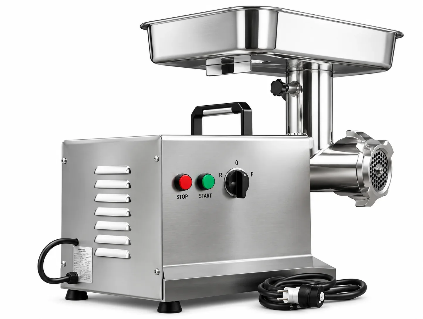 Elect. Meat Mincer 32mm Table Top 600Kg/H Power: 240V / 1.85KW / 2.2HP Size: 47 × 30 × 45 cm Made in China Warranty: 6 Months - Commercial Kitchen Equipment from White Eagle Trading Doha Qatar - ادوات مطاعم وفنادق وايت ايجل في قطر