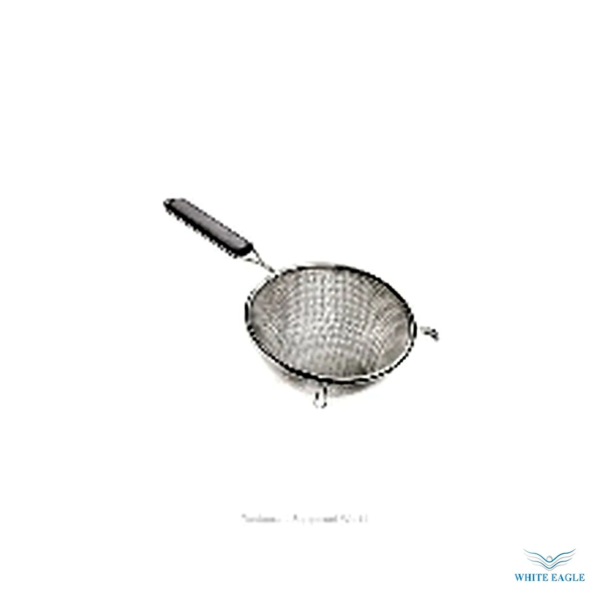 Strainer, 10-1-4- bowl (26 cm), double medium mesh, plastic handle, wire rim with drainage hole, stainless steel - Strainers, Sieves & Colanders from White Eagle Trading Doha Qatar - ادوات مطاعم وفنادق وايت ايجل في قطر