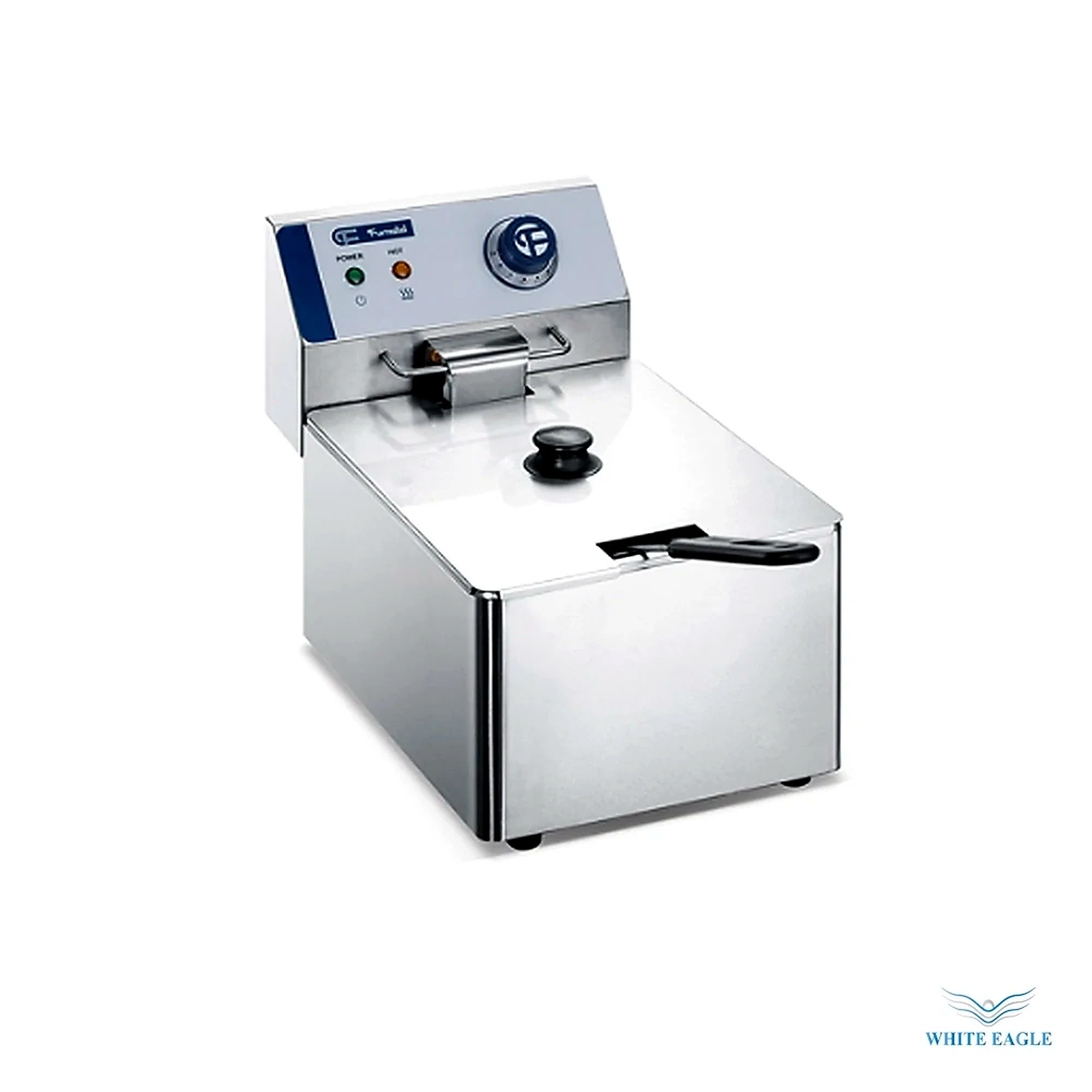 S-S TABLE Top Electric Deep Fat Fryer-Single tank-1 basket Capacity-6 liter Power-2.5kw Electric-220v-50Hz-1ph Size-26-41-28.5cm Brand-Furnotel Made i - Fryers from White Eagle Trading Doha Qatar - ادوات مطاعم وفنادق وايت ايجل في قطر
