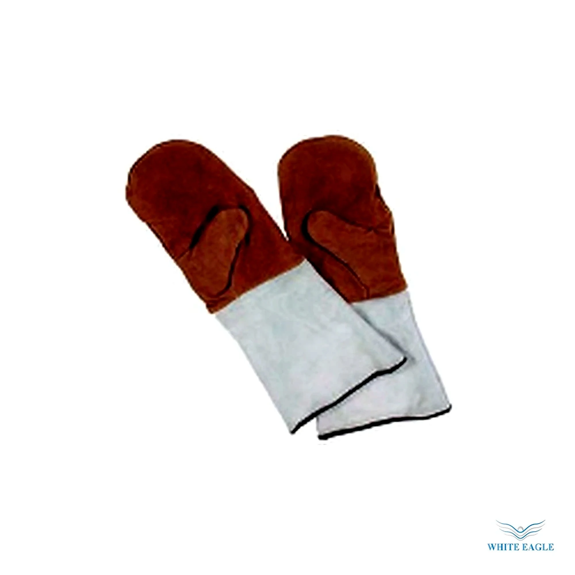 SPLIT LEATHER MITTS BROWN WHITE Made in Pakistan - Oven Mitts & Heat Gloves from White Eagle Trading Doha Qatar - ادوات مطاعم وفنادق وايت ايجل في قطر