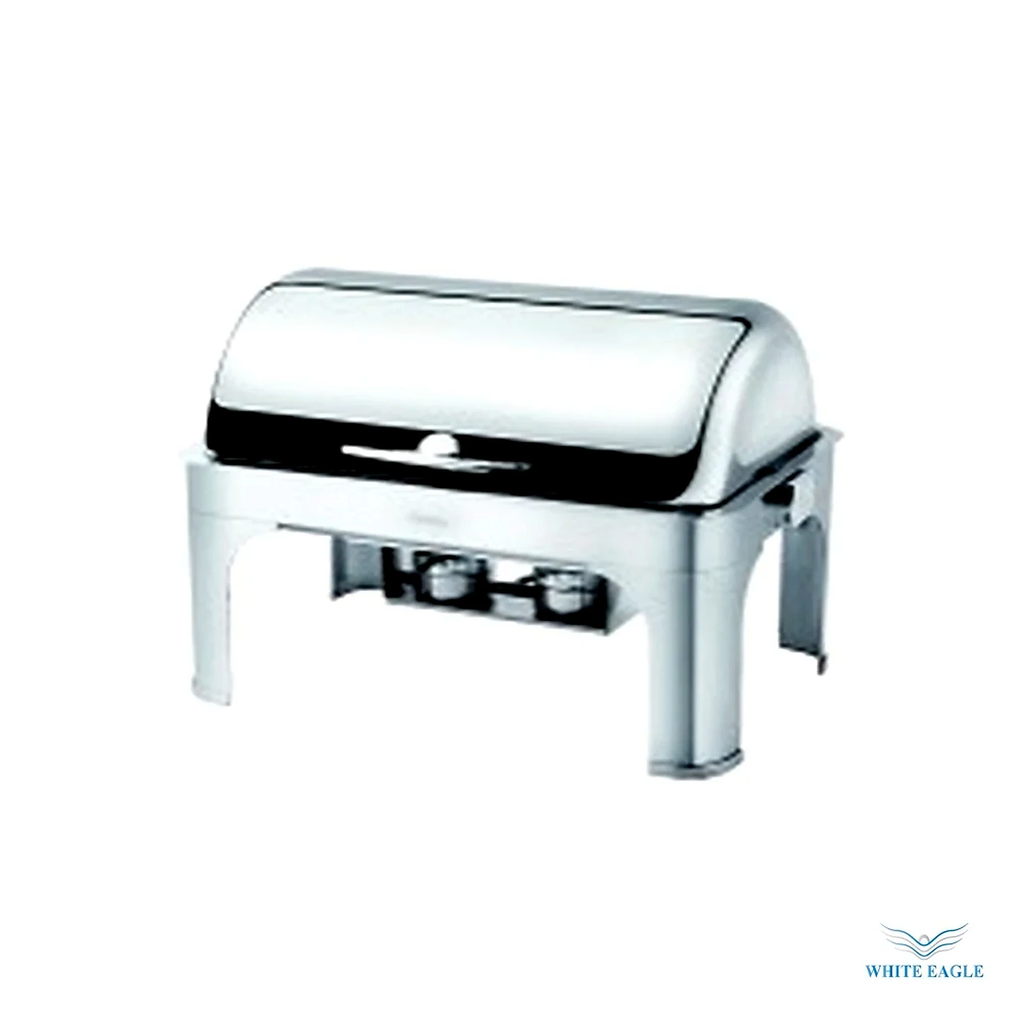 Dripless Oblong chafing dish stainless Steel Legs w-roll top lid L660 x W490 x H 460cm - Chafing Dishes & Buffet Warmers from White Eagle Trading Doha Qatar - ادوات مطاعم وفنادق وايت ايجل في قطر