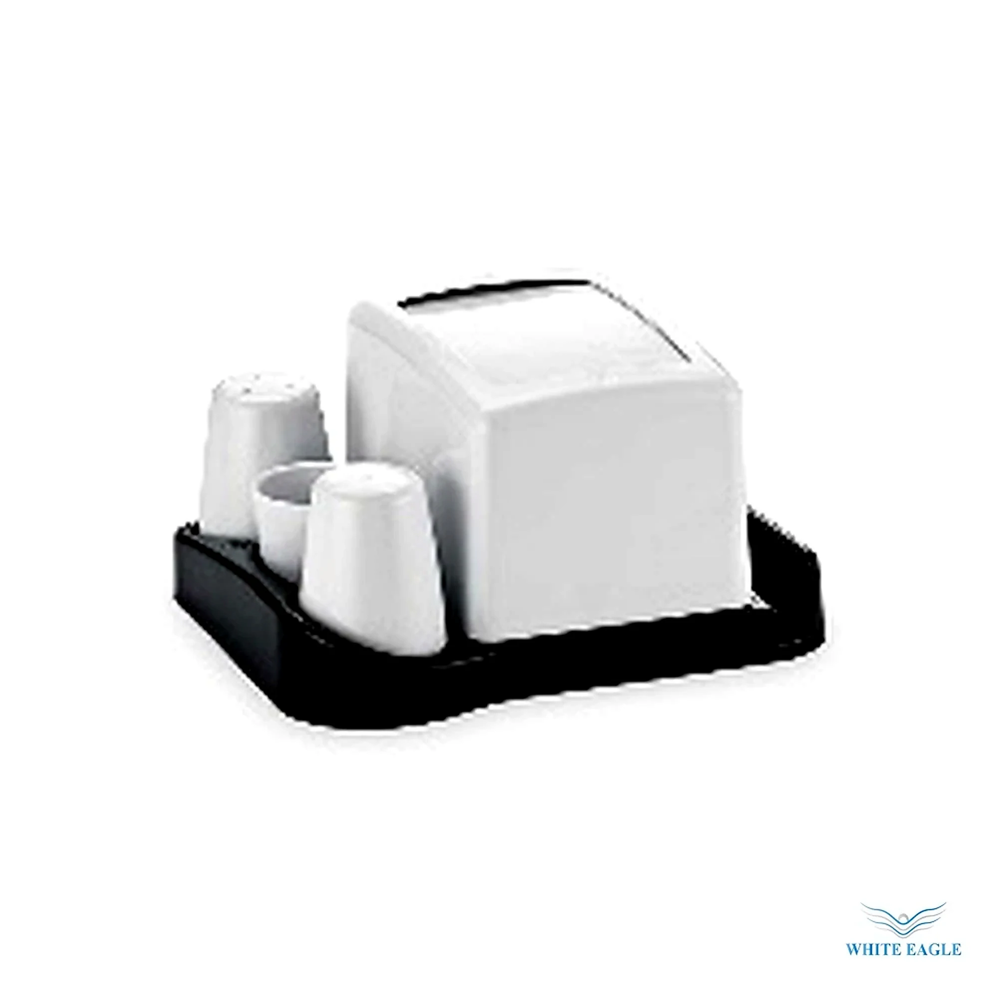 SALT- PEPPER-TOOTHPICK-TISSUE HOLDER SET - Salt, Pepper & Table Service from White Eagle Trading Doha Qatar - ادوات مطاعم وفنادق وايت ايجل في قطر
