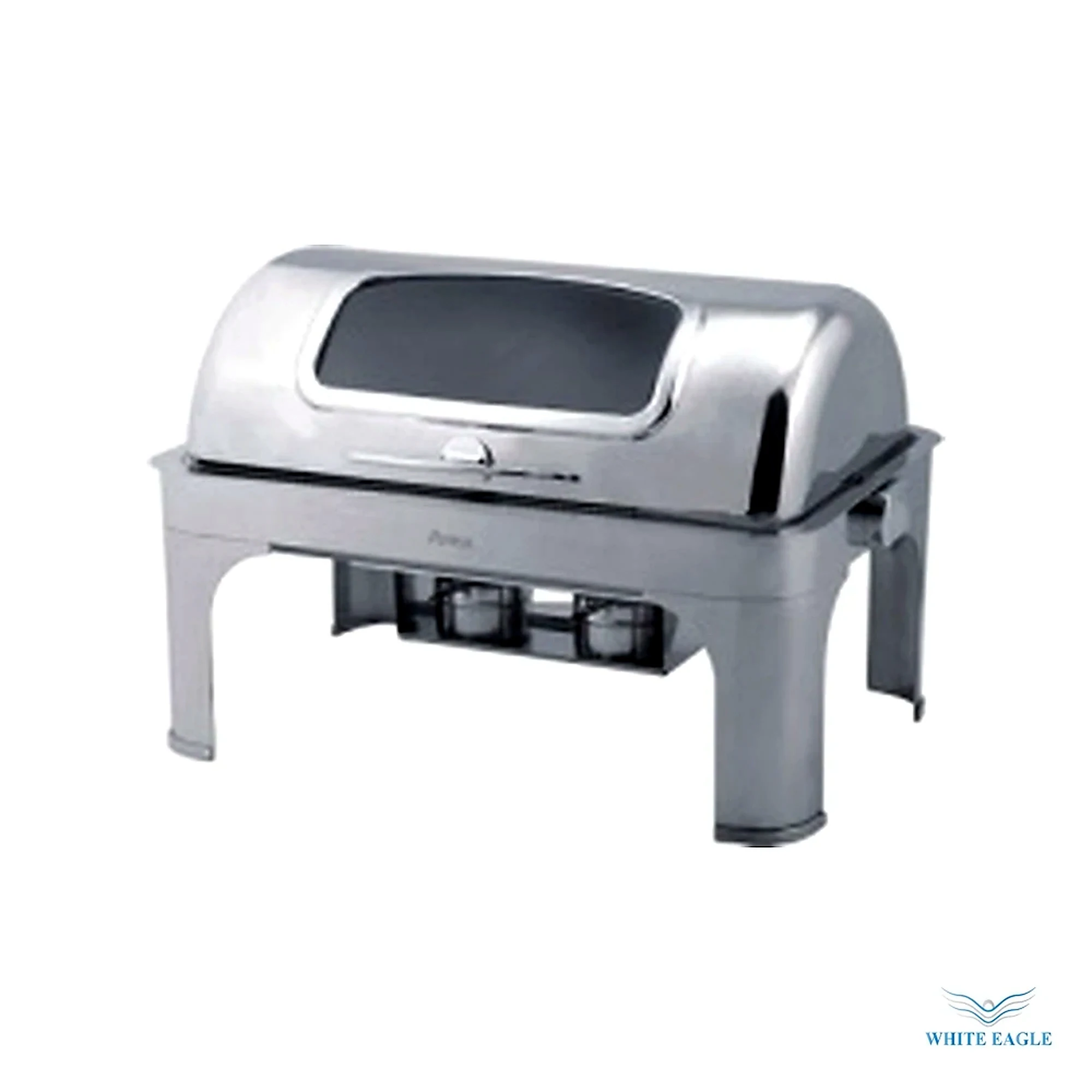 Dripless Oblong Chafing dish w-Stainless Steel legs&show window L660 x W490 x H460 cm - Chafing Dishes & Buffet Warmers from White Eagle Trading Doha Qatar - ادوات مطاعم وفنادق وايت ايجل في قطر