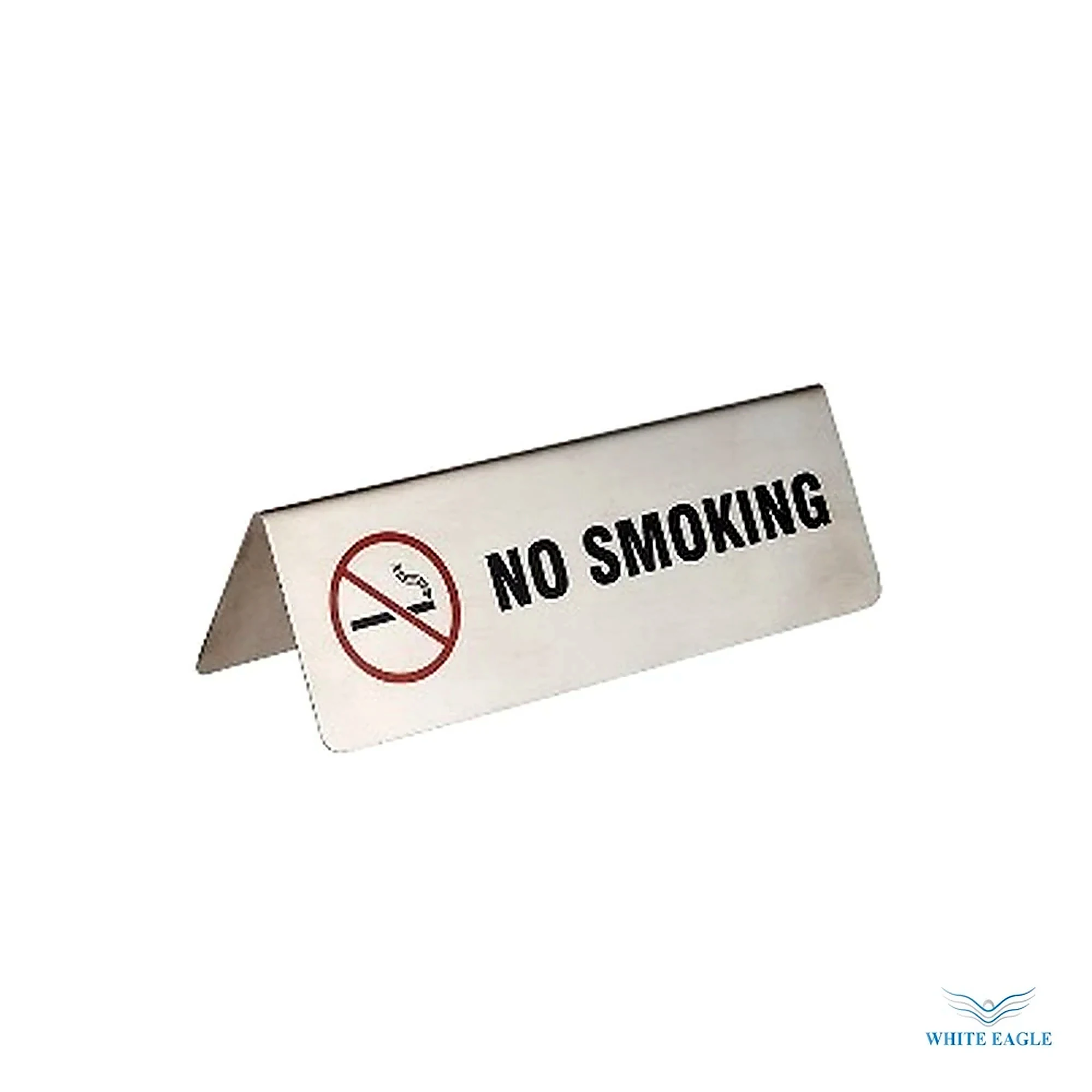 Stainless Steel Pyramid Table Top NO SMOKING SIGN - Prep Tools & Accessories from White Eagle Trading Doha Qatar - ادوات مطاعم وفنادق وايت ايجل في قطر