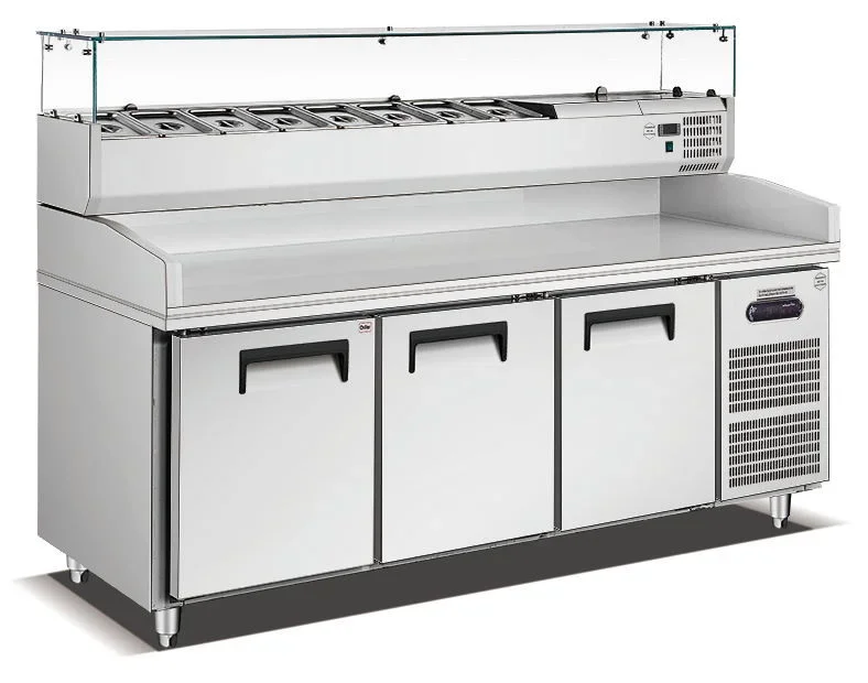 3 DOOR UNDER TABLE CHILLER WITH SALT BAR WITH MARBLE (USED) made in italy - Uncategorized from White Eagle Trading Doha Qatar - ادوات مطاعم وفنادق وايت ايجل في قطر